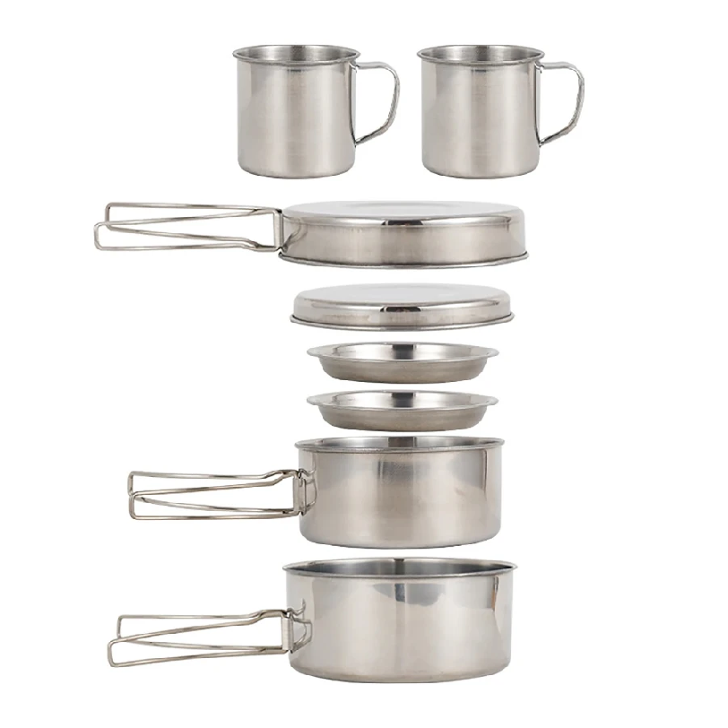 Camping Cooking And Cutlery Set - 8pcs/Set Camping Cookware Mess Kit Stainless