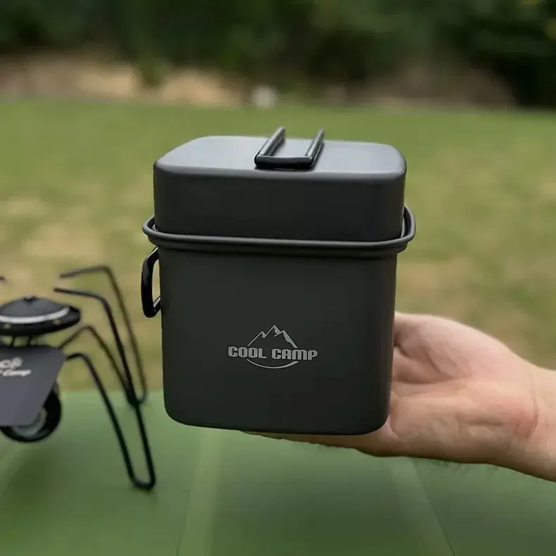 Camping Cooking And Cutlery Set - Outdoor Camping Square Pot Folding Portable