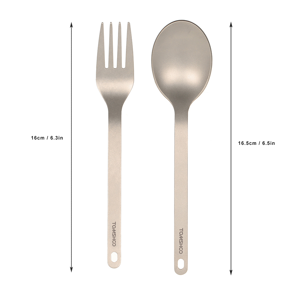 Camping Cooking And Cutlery Set - TOMSHOO Titanium Tableware Dinner Spoon Cutlery