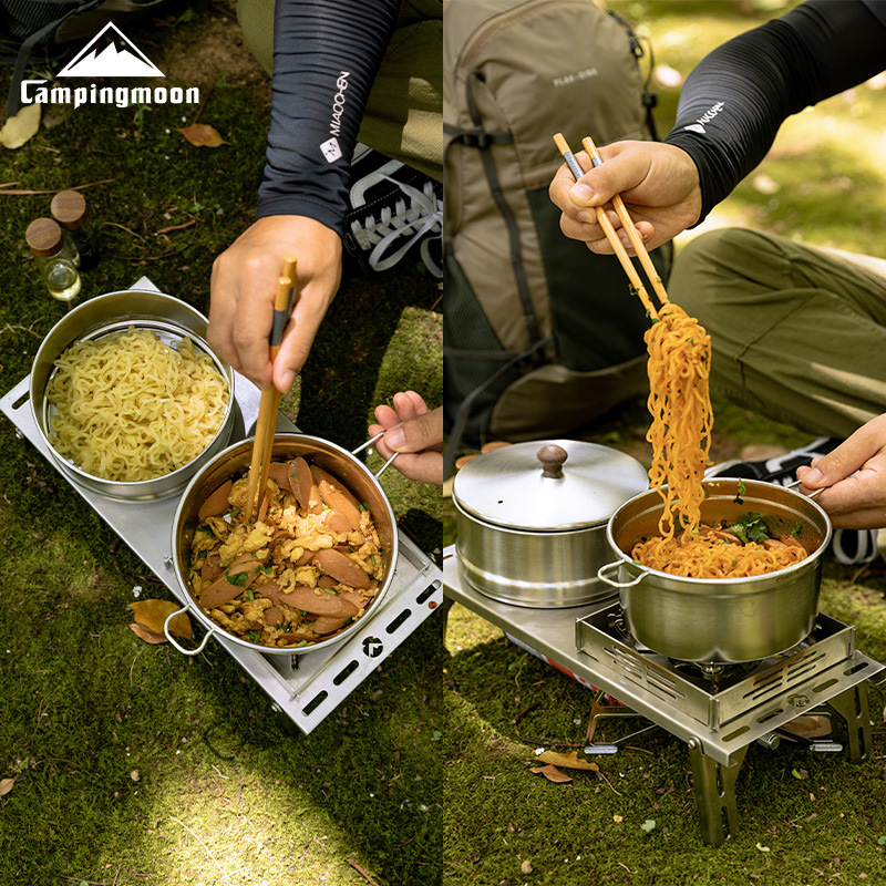 Camping Cooking Noodles - CAMPINGMOON S371 Sera Pot With Steamer