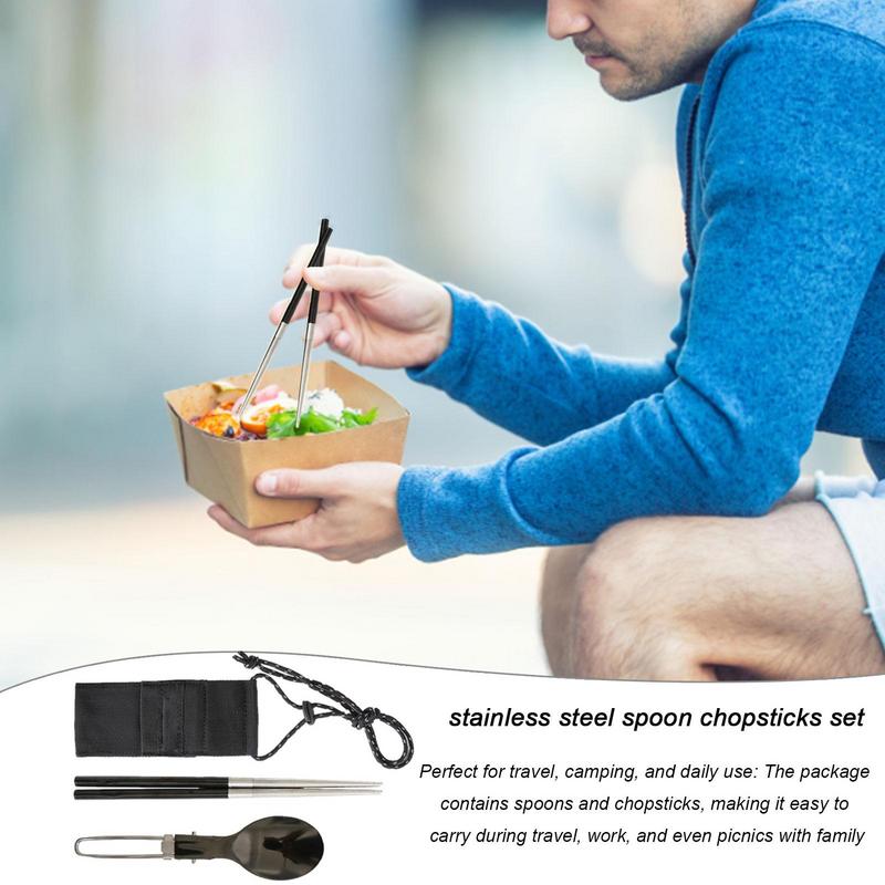 Camping Cooking And Cutlery Set - Foldable Spoon Chopsticks Travel Camping Eating