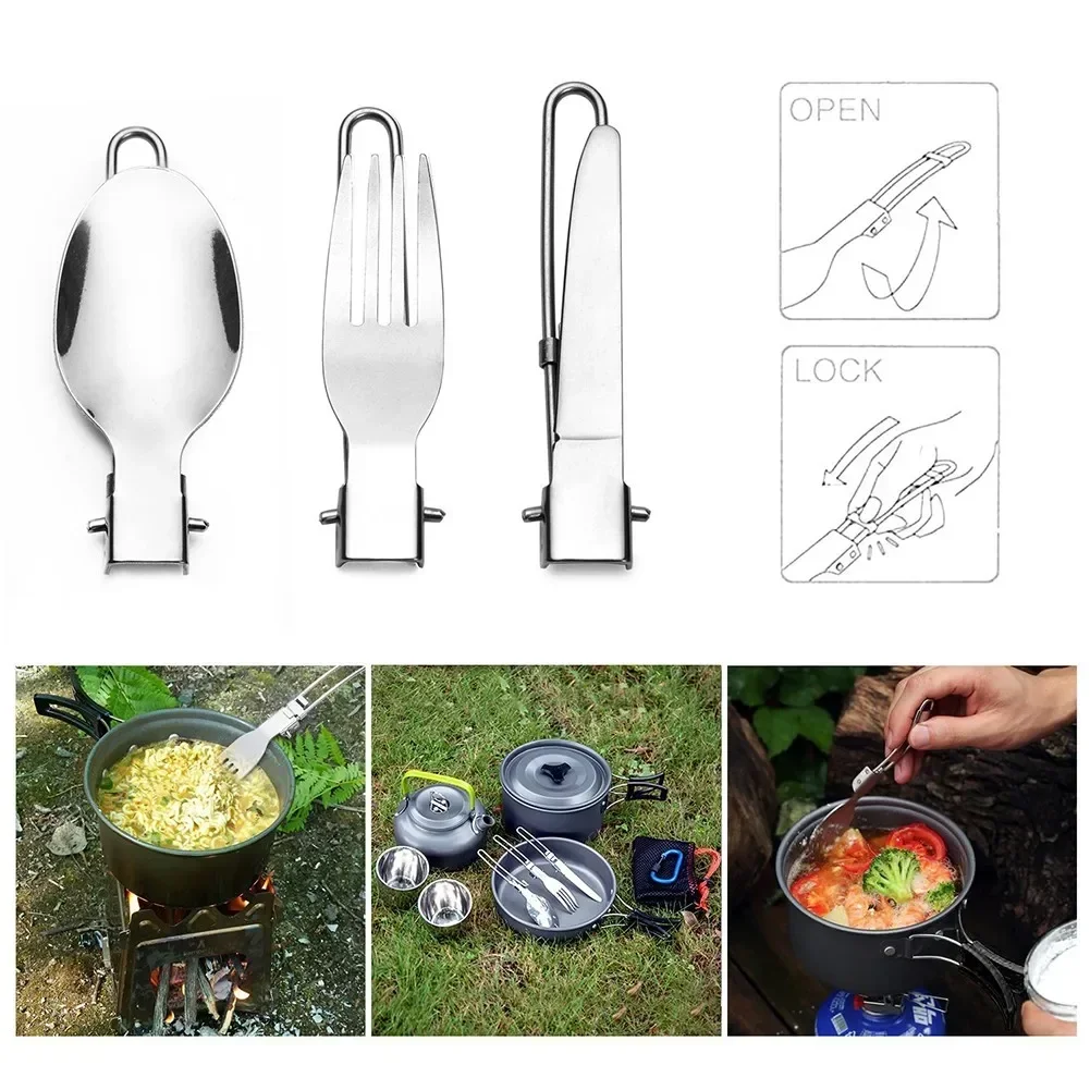 Camping Cooking And Cutlery Set - 1 Set Outdoor Camping Picnic Cooking