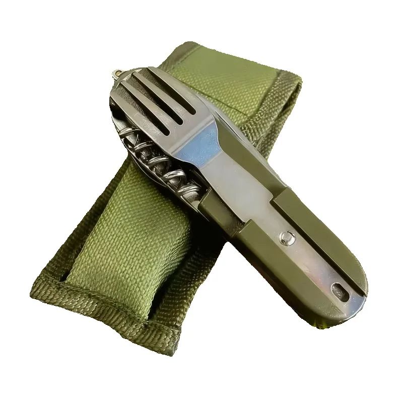 Camping Cooking And Cutlery Set - Stainless Steel 7-in-1 Camping Cutlery Set