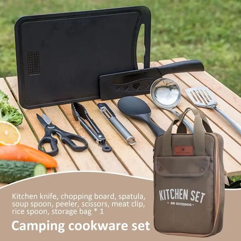 8pcs Camping Kitchen Cookware  - Camping Cooking And Cutlery Set review and price