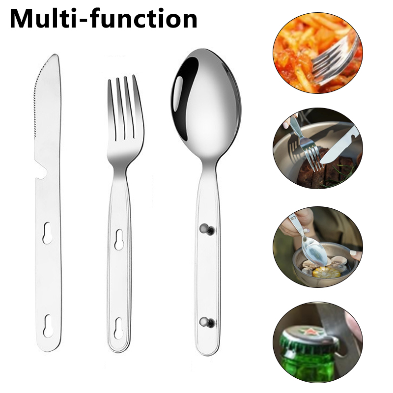 3pcs/set Folding Spoon Fork Kn - Camping Cooking And Cutlery Set review and price