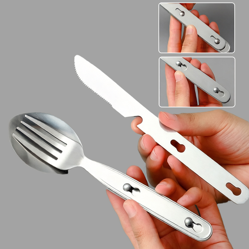 3pcs/set Folding Spoon Fork Kn - Camping Cooking And Cutlery Set review and price